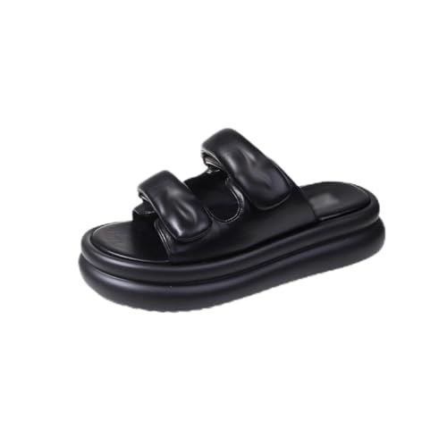 HBJWOV Wearing Women's Thick Soled Slippers on the Outside with Sandals and Round Toe Casual Beach Shoes