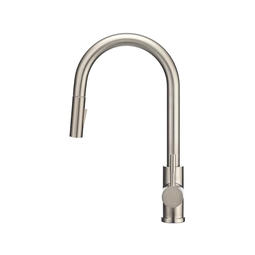 Image of Dura Faucet DF-MK530SLK-SN RV Single Handle Pull-Down (Satin Nickel) | RV single handle pull-down kitchen faucet for camper and trailer galleys. Brushed Satin Nickel finish.