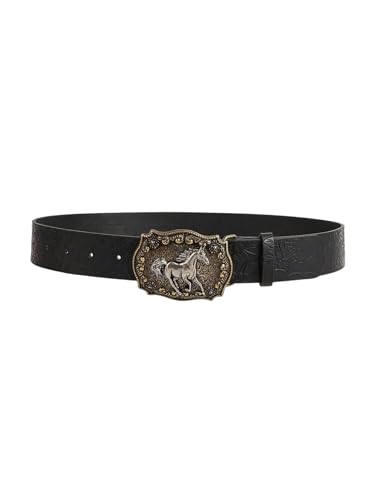 Verdusa Women's Vintage Western Belts Square Buckle Embossed Cowgirl Belt