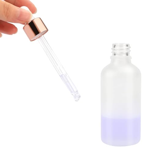 6 Pack Frosted Glass Essential Oil Dropper Bottle - Empty Liquid Container With Rose-Golden Caps, Eye Dropper, Pipette & Funnel - Travel Perfume Cosmetic Container (30ml/1 Ounce)3