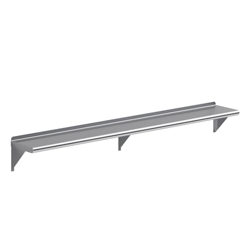 Image of AmGood 10 in. x 72 in. Stainless Steel Wall Shelf | NSF | Metal Shelving | Garage, Laundry, Storage, Utility Room | Restaurant, Commercial Kitchen