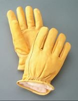 Radnor RAD64057450 Medium Yellow Deerskin Thinsulate Lined Cold Weather Gloves, Keystone Thumb, Slip On Cuffs, Double Stitched Hem/Shirred Elastic Wrist