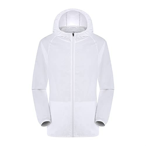 Impermeable Rain Jacket Raincoat Jacket Windproof Ultra Light Rainproof Windbreaker Rain Coat Travel (Color : White, Size : X-Large)