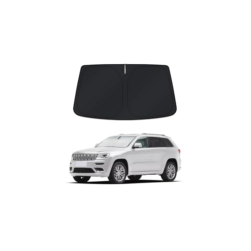 Car Sun Shade for 2014-2025 Jeep Grand Cherokee Accessories Windshield Sunshade Cover Front Window Shade Custom Fit Grand Cherokee Sun Visor Protector Foldable Blocks UV Rays