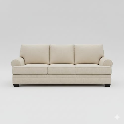 Image of Premium Fabric 3 Seater Sofa for Living Room | Modern Upholstered Seating with Multi-Density Foam Comfort | Elegant Couch for Home, Lounge & Reception Areas | Beige