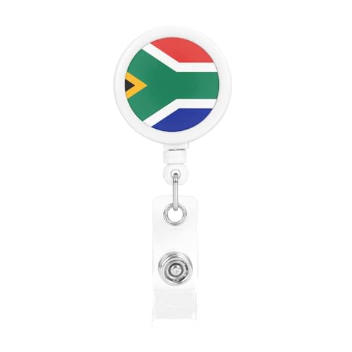 South Africa Flag Retractable Badge Holder.360° Rotating,Suitable for Identification in Offices,Hospitals,and Other Similar Locations