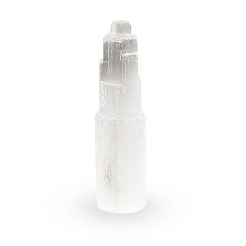 NKlaus Torre de cristal de selenita natural, 15 cm, para meditación, piedra preciosa, decoración 15312