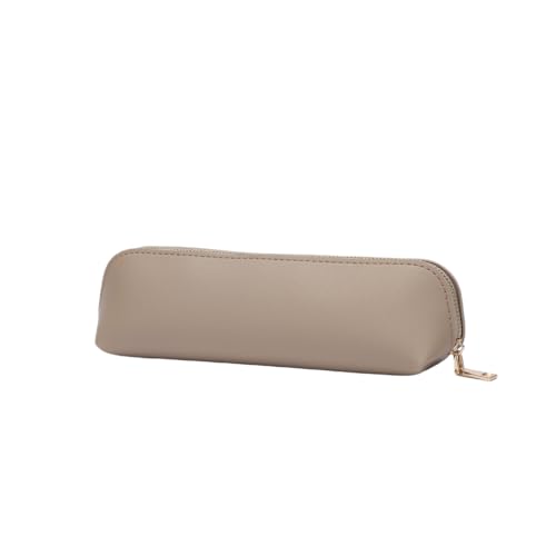 Image of Pencil Case Small Pencil Pouch Slim (Khaki, Faux Leather)