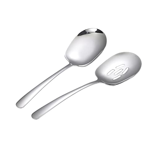 OFFSCH Set of 2 304 Stainless Steel Slotted Serving Spoons Large Capacity for Easy Serving