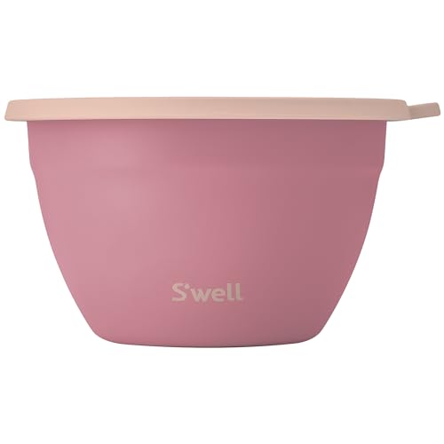 Swell Stainless Steel Salad Bowl Kit 64oz Dusty Pink Comes with 2oz Mini Canister and Removable Tray for Organization Leakproof Easy to Clean Dishwasher Safe