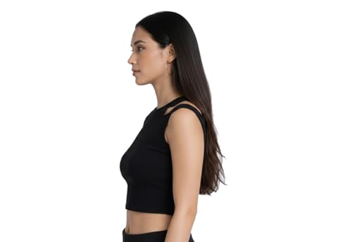 Image of Women's & Girl's Plain Black & White Tank Tops Crop Top (Set of 2)