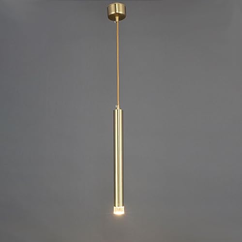 Lámpara colgante de tubo largo dorado para crear ambientes cálidos y acogedores en casa