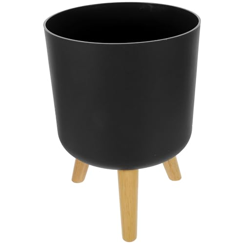 AKOOSY Maceta para Plantas de Interior y Exterior Soporte de Madera, Contenedor Resistente Gris para Suculentas y Flores, Adecuado para Salón y Espacios Exteriores