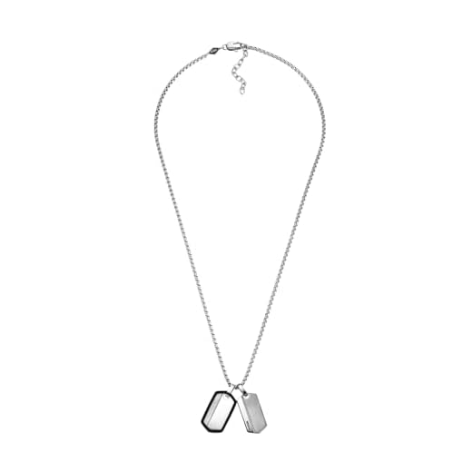 Fossil Collier Pour Homme Vintage Casual, L : 609.6mm + 50.8mm L : 14.2mm Collier En Acier Inoxydable Argenté, JF03996040