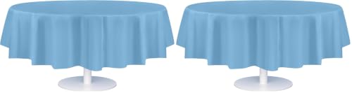 Image of Grandipity 24 Pack Premium Disposable Plastic Tablecloth 84 inch Inch Decorative Round Table Cover - Sky Blue