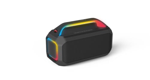 Philips TAS7000EB kabelloser Bluetooth-Lautsprecher, 100 W max. Ausgangsleistung, Bass+, LED-Lichtshow, Auracast, IP67, 24 Std. Wiedergabe, Powerbank, Mikrofoneingang, austauschbarem Akku – Schwarz