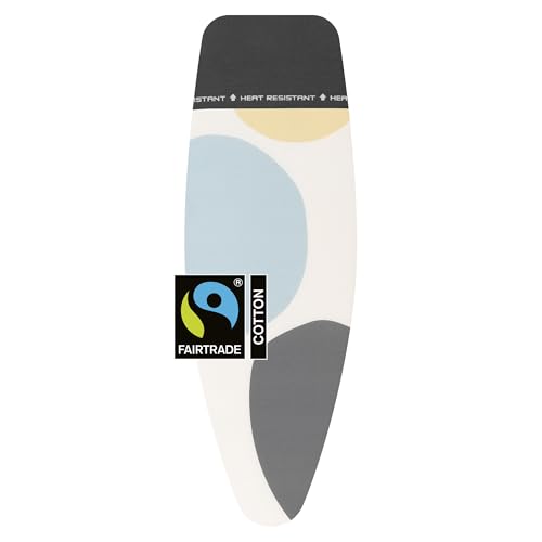 Brabantia Ironing Board Cover D 135x45 cm Spring Bubbles | 100% Cotton Top Layer with 8mm Foam Padding & Heat Resistant Zone for Size D Boards | Durable Washable Easy to Install