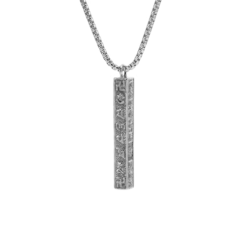 Collier mantra bouddhiste homme en acier bicolore pour look zen vintage