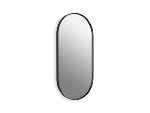 Kohler Essential 18 in. W x 36 in. H Oval Framed Wall Mount Bathroom Vanity Mirror in Matte Black