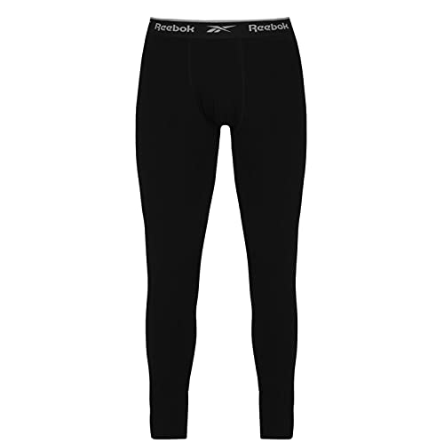 Reebok Black Long Johns für Herren, Baumwoll-Stretch-Baselayer, Thermounterwäsche mit Markenbund Reebok Black Long Johns für Herren, Baumwoll-Stretch-Baselayer, Thermounterwäsche mit Markenbund
