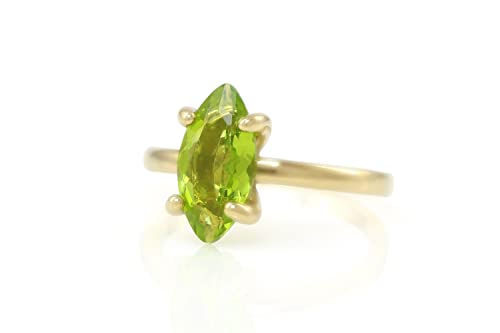 Bague péridot or femme : bague pierre de naissance août unique