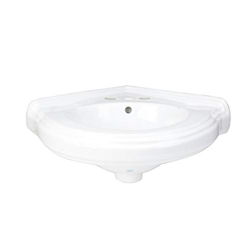 Renovators Supply Manufacturing Portsmouth Corner Wall Mounted Bathroom Sink 22 In. White Ceramic Wall Hung Floating Vessel Sink With Overflow #TOP2