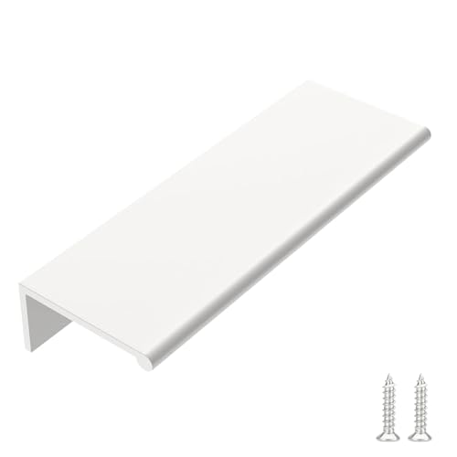 Image of Goldenwarm 10 Pack 3in White Finger Edge Pulls Kitchen Drawer Handles | Aluminum Alloy, White Cabinet Handles, Edge Pulls for Cabinets, White Handles, For Drawers, Dressers, Screws Included