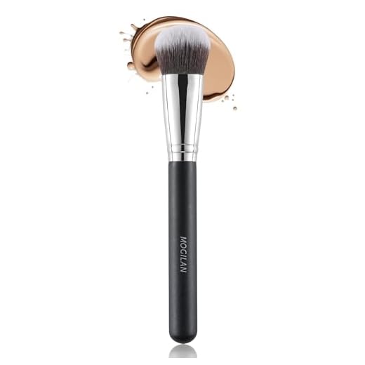 MOGILAN Foundation Brush for Liquid Makeup Dense Makeup Brush for Liquid Cream Powder Foundation,Bronzer,Contour,Blush Blending Buffing Vegan Face Brush 200, Black