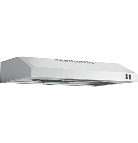 GE Under Cabinet Range Hood | 30 Inch Kitchen Exhaust Fan with 2 Speeds, Cooktop Lighting & Included Filter | Kitchen Essentials for Frequent Cooks | Top or Rear Exhaust Capability | 200 CFM | Steel