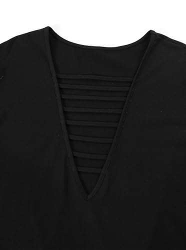 Remidoo Womens Oversized Tshirt Tie Dye Shirt Sexy Cut Out Top Short Sleeve V Neck Tee3