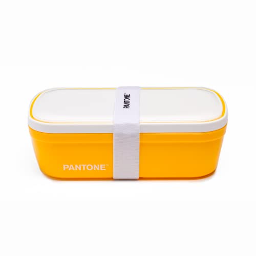 OSAMA PANTONE™   Fiambrera estilo Bento Box con separador interior y válvula de ventilación, para oficina, escuela y universidad, contenedor hermético para almorzas, 12 x 7 x 20,7 cm, color amarillo