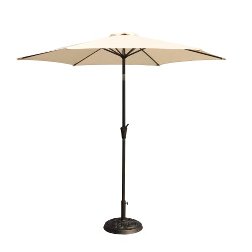 Fuzofuiz 9' Aluminum Patio Umbrella With Carry Bag, Uv Protected Outdoor Umbrella With Auto Crank And Push Button Tilt (Creme) #TOP2