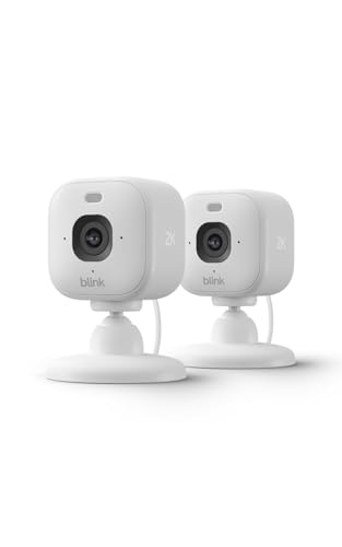 Image of Blink Mini 2K+ (newest model) with 1-Year Subscription – Plug-in Home & Pet Security Camera with 2K video resolution, smart motion detection, works with Alexa – 2 camera (White)