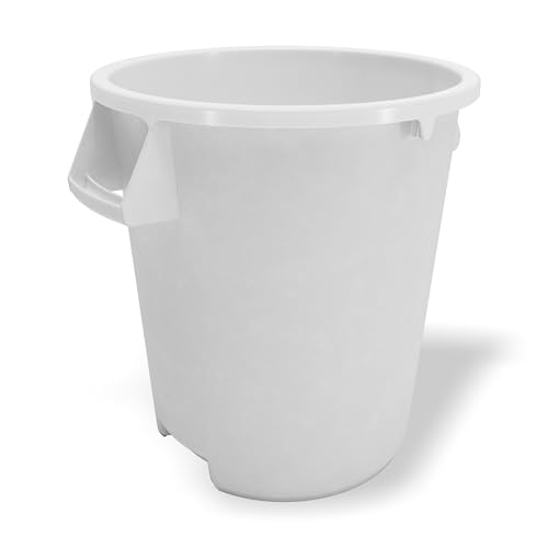 Image of Winco 10 Gallon White Heavy-Duty Round Plastic Trash Can