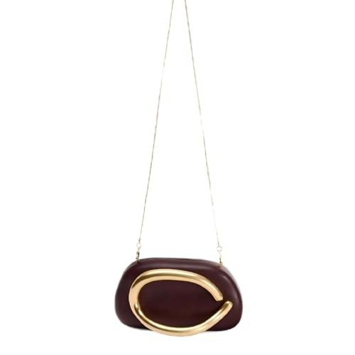 Image of Evening Acrylic Clutch Purses for Women Evening Handbags Crossbody Purse PU Leather with Gold Oval Accent