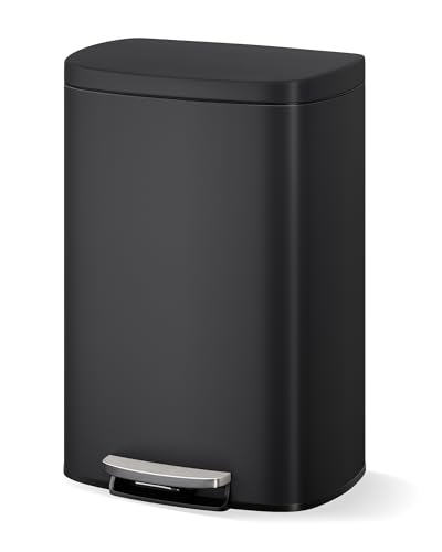 Basurero de acero inoxidable para cocina 13 galones negro
