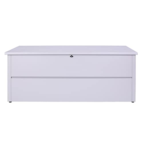 Mendler Gartentruhe HWC-J56, Aufbewahrungsbox Auflagenbox Truhe, Wasserdicht Metall Edelstahl 69x185x85 783l - hellgrau – Bild 4