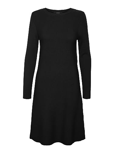 Vero Moda Women's Vmnancy Ls Knit Noos Dress, Black (Black Black), XS UK