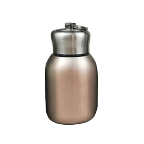 Botella de agua isoterma, mini botella isoterma portátil de acero inoxidable, estanca, para agua fría y caliente, 300 ml (Oro Rosa)