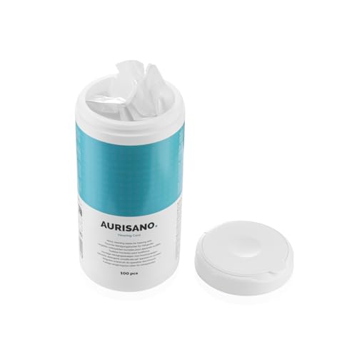 AURISANO - Reinigungstücher für Hörgeräte - 200 Feuchte Tücher - Spender 100 Stück plus Nachfüllpackung 100 Stück - Entfernt Schmutz und Ohrenschmalz - Hörgeräte-Reiniger - Auch für Gehörschutz (2)