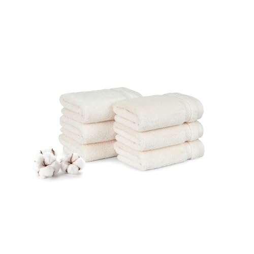 Image of MYTRIDENT Face Towels Set of 6 Cotton | Finesse Collection | 30 cm x 30 cm | Face Towel for Women and Men | 625 GSM, Zero-Twist, Luxuriously Soft, 100% Cotton - Linen