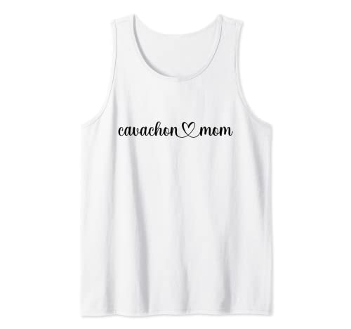 Dog Heart Love Cavachon Mom Tank Top, White, S