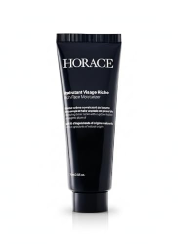 HORACE Rich Face Moisturiser for Men - Hydrating Cream with Organic Prickly Pear Oil and Shea Butter - Moisturising Skincare for All Skin Types - Unscented, 75 ml