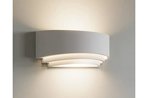 YASTA Applique Moderno Gesso Bianco 3 Livelli Lampada Muro Verniciabile AttaccoG9 5041