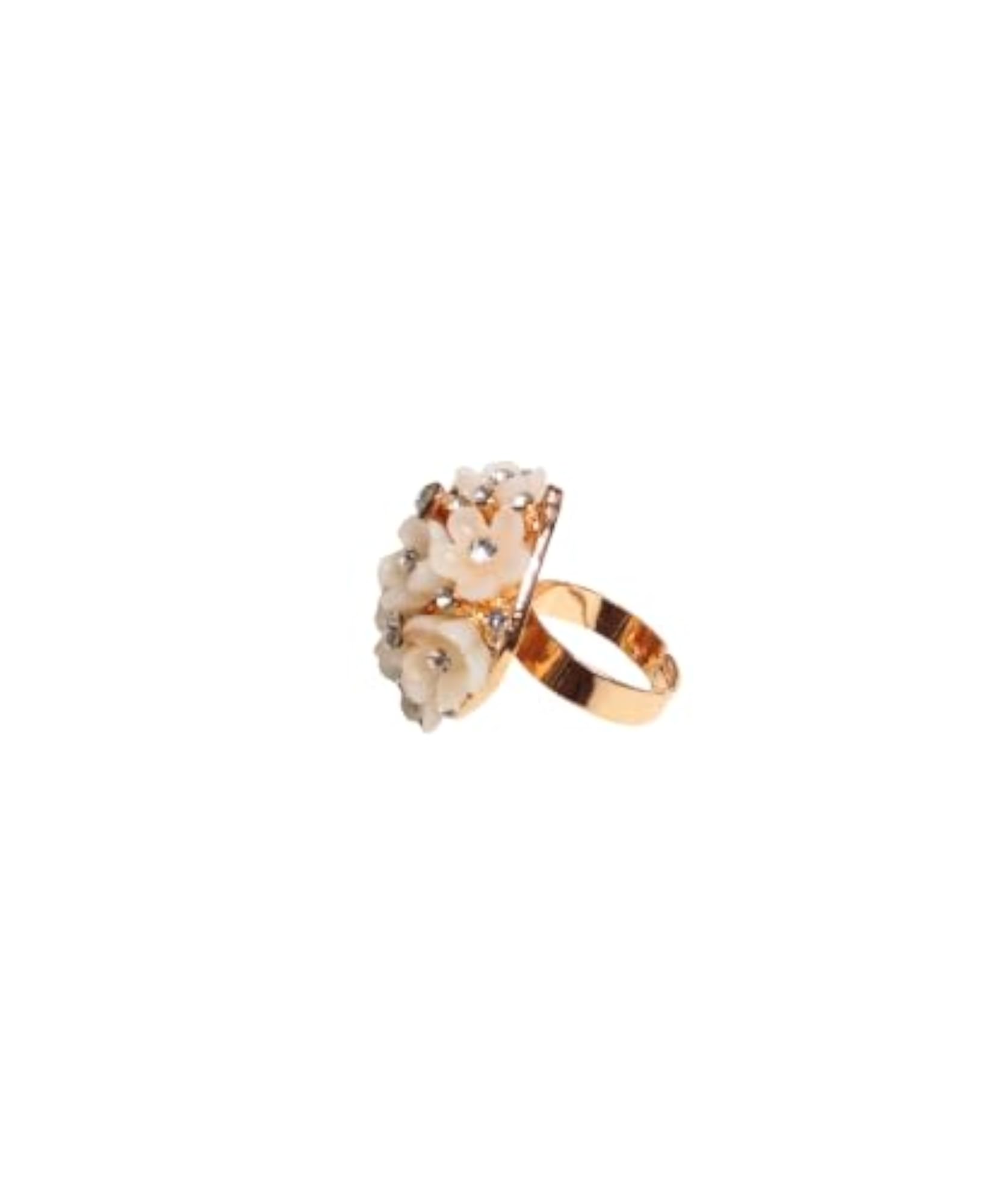 Ivory Bouquet Crystal Enamel White Ring