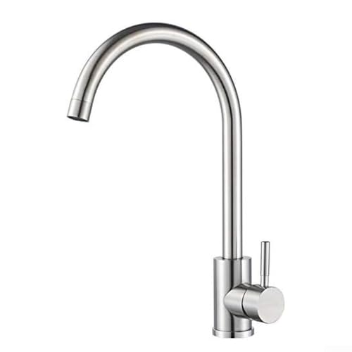 Moderno grifo frío de un solo agujero con mango de palanca hecho de acero inoxidable 304 para barra de cocina o fregadero de caravana, función de ahorro de agua, chapado elegante para una superficie