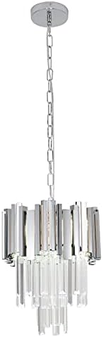 KIIKOOPRO 3-Light Modern Crystal Chandelier, Luxury Crystal Hanging Light in Chrome, Round Contemporary Crystal Pendent Light Fixture for Living Room, Kitchen Island