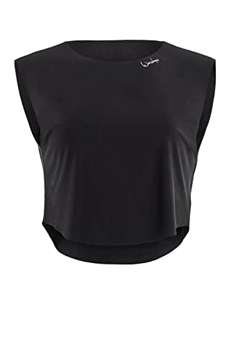 WINSHAPE Damen Light And Soft Cropped Top Aet115ls Yoga-Shirt, Schwarz, M...