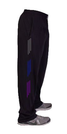 Crazee Wear Relaxed fit Style 500/cotton/poly Blend Pants with Grey, Blue and Purple Stripe