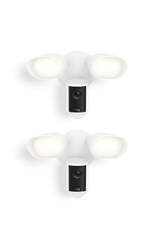 Image of Ring Floodlight Cam Pro (newest model) - Retinal 4K with wide-angle video, 10x Enhanced Zoom, and 2000 Lumen Floodlights, 2-pack, White